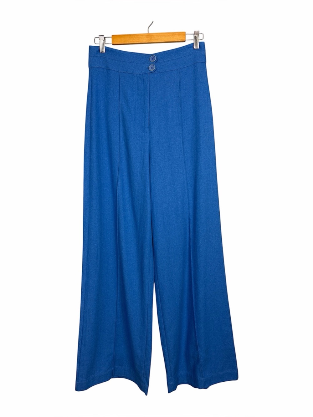 Magali Pascal X Anthropologie Loic electric blue linen cotton wide leg pants